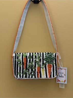 Handcrafted in India Carrot Cake Beaded FLAWED Bag - Orange/Yellow
